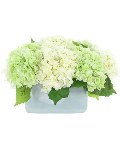 Creative Displays Handmade Faux Assorted Hydrangeas In Ceramic Pot In Green
