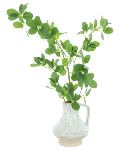 Creative Displays Handmade Faux Boxwood Stem In Decorative Ceramic Jar In White