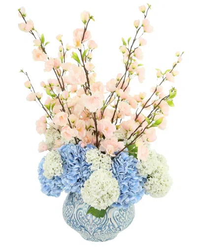 Creative Displays Handmade Faux Cherry Blossom & Real Touch Hydrangea  Arrangement In White