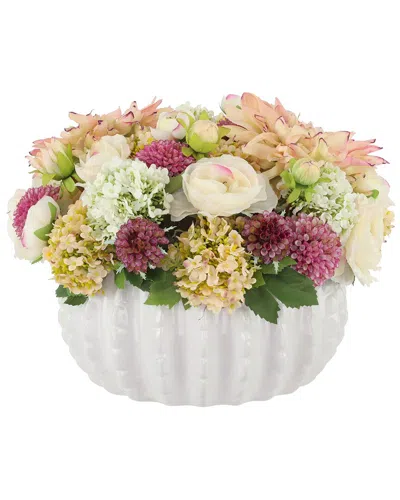 Creative Displays Handmade Faux Dahlia & Ranunculus Centerpiece In White