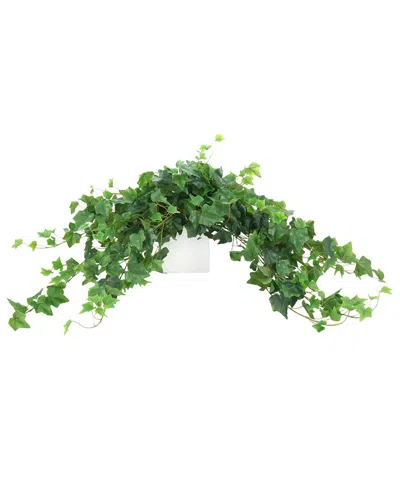 Creative Displays Handmade Faux English Ivy In Square Fiberstone Pot In Green