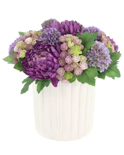 Creative Displays Handmade Faux Floral Centerpiece With Dahlias, Mums &  Succulents In Purple