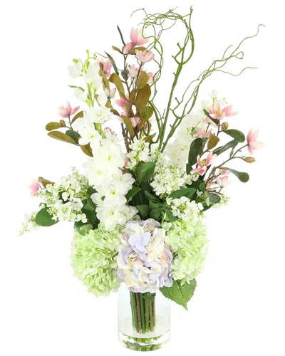 Creative Displays Handmade Faux Floral Centerpiece With Hydrangeas, Magnolias  & Lilacs In Multi