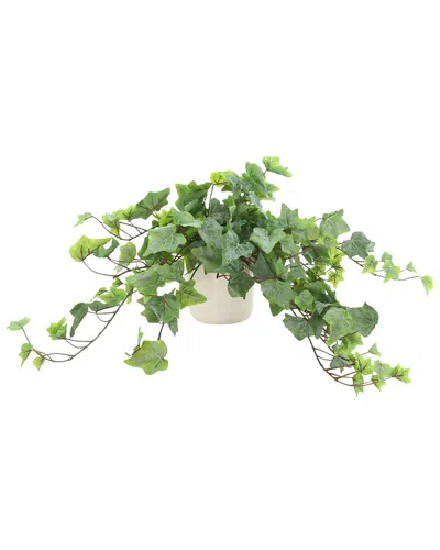 Creative Displays Handmade Faux Frosted Ivy In Ceramic Vase In Green