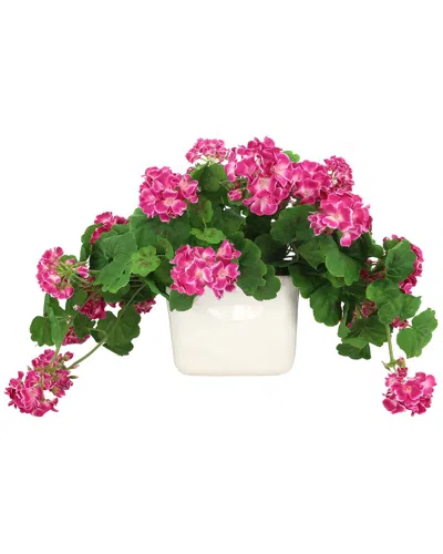 Creative Displays Handmade Faux Geranium Arrangement In Ceramic Vase In Pink