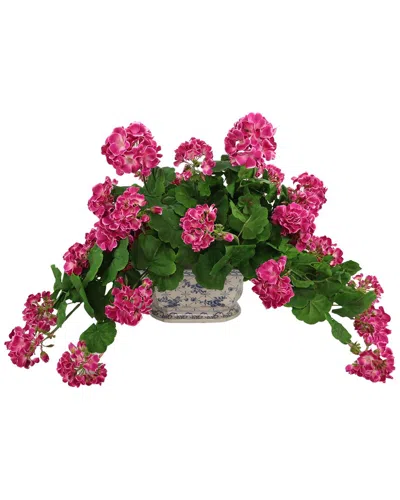 Creative Displays Handmade Faux Geranium Arrangement In Decorative Vase In Pink