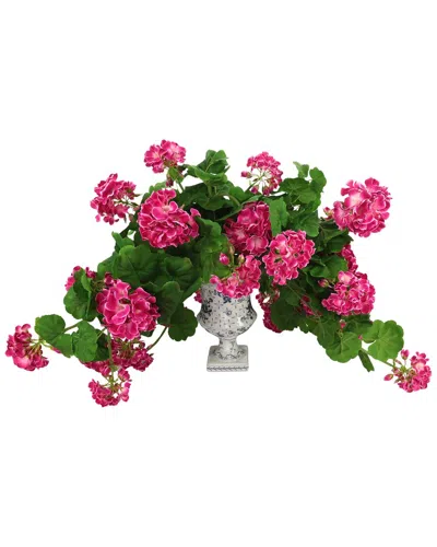 Creative Displays Handmade Faux Geraniums In Decorative Pedestal Vase In Multi
