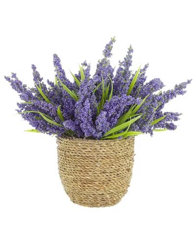 Creative Displays Handmade Faux Heather In Strawgrass Pot In Purple