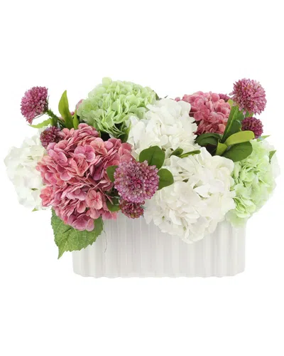 Creative Displays Handmade Faux Hydrangea & Dahlia Arrangement In Ceramic Vase In Multi