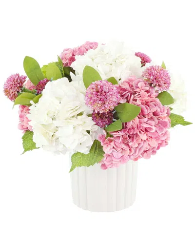 Creative Displays Handmade Faux Hydrangea & Dahlia Centerpiece In White