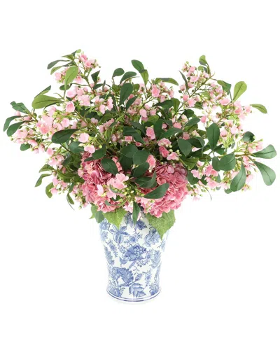 Creative Displays Handmade Faux Hydrangeas & Budding Stems In Decorative Vase In Multi