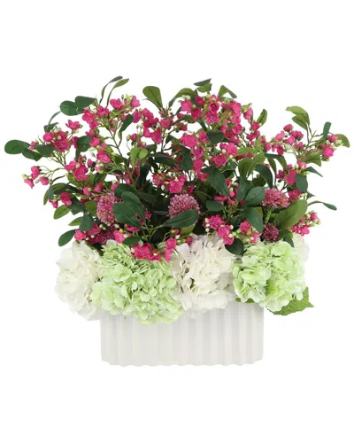 Creative Displays Handmade Faux Hydrangeas & Dahlias In Pleated Vase In Multi