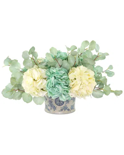 Creative Displays Handmade Faux Hydrangeas & Eucalyptus In Decorative Vase In Multi