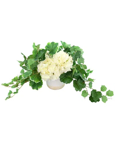 Creative Displays Handmade Faux Hydrangeas & Ivy In Ceramic Vase In Green