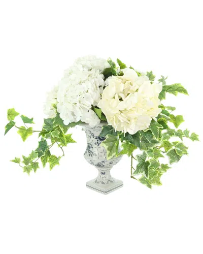 Creative Displays Handmade Faux Hydrangeas & Ivy In Decorative Pedestal Vase In Multi