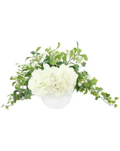 Creative Displays Handmade Faux Hydrangeas & Ivy In Round Fiberstone Pot In Multi