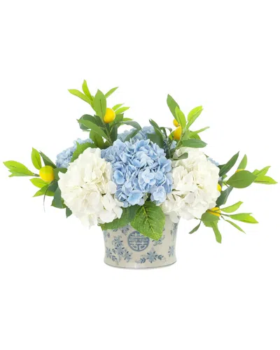 Creative Displays Handmade Faux Hydrangeas & Lemons In Decorative Vase In White