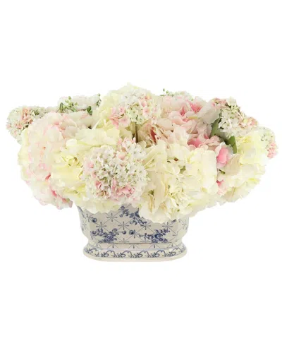 Creative Displays Handmade Faux Hydrangeas & Viburnum In Decorative Vase In White