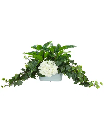 Creative Displays Handmade Faux Ivy & Hydrangea Arrangement In Ceramic Pot In Green