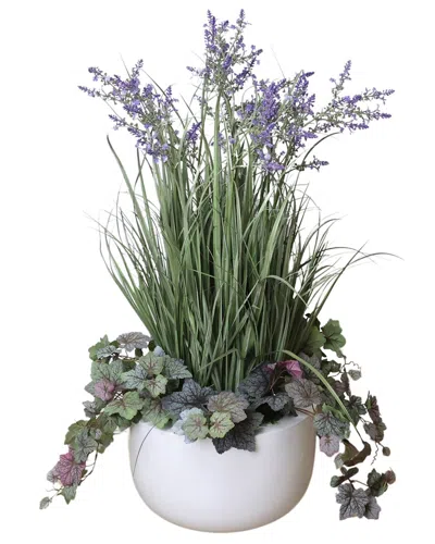 Creative Displays Handmade Faux Lavender & Begonia Arrangement In Fiberstone  Pot In Green