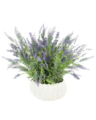 Creative Displays Handmade Faux Lavender In Decorative Ceramic Vase In Green