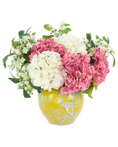 Creative Displays Handmade Faux Mixed Hydrangeas & Buds In Decorative Vase In Pink