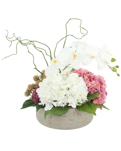 Creative Displays Handmade Faux Modern Centerpiece With Orchids & Hydrangeas In Multi