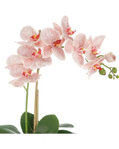 Creative Displays Handmade Faux Orchid Arrangement In Fiberstone Planter In Pink