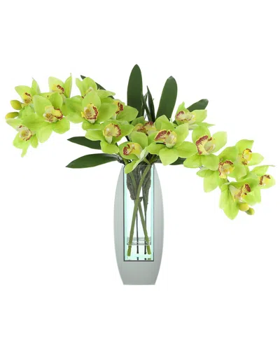 Creative Displays Handmade Faux Orchid Arrangement In Mirror Vase In Green