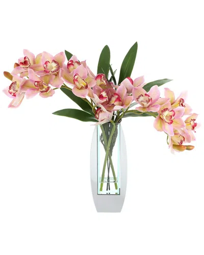 Creative Displays Handmade Faux Orchid Arrangement In Mirror Vase In Multi