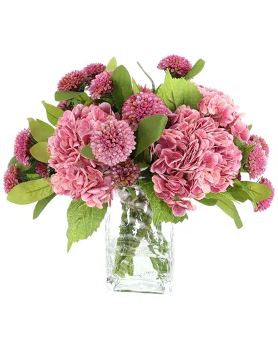 Creative Displays Handmade Faux Real Touch Hydrangea & Dahlia Arrangement In Pink