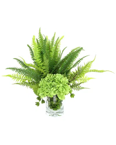 Creative Displays Handmade Faux Real Touch Hydrangea & Fern Arrangement In Green