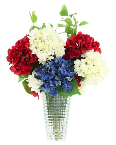 Creative Displays Handmade Faux Red, White & Blue Hydrangea Arrangement In  Glass Vase In Multi