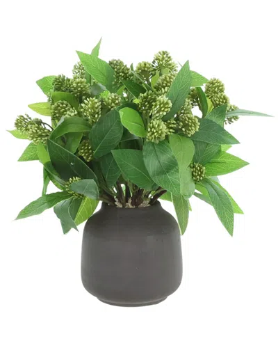 Creative Displays Handmade Faux Sedum Bush In Fiberstone Vase In Green