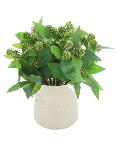 Creative Displays Handmade Faux Sedum Bush In Fiberstone Vase In Green