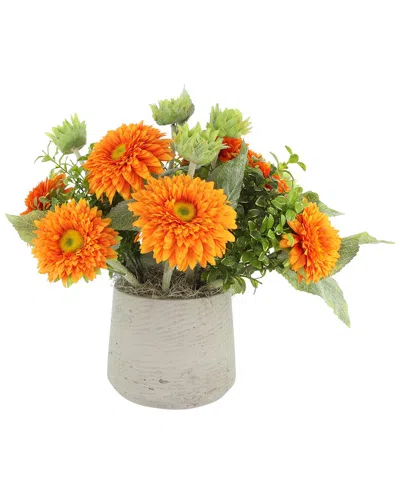 Creative Displays Handmade Faux Sunflower Arrangement In Fiberstone Pot In Gray