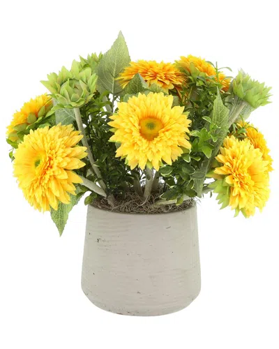 Creative Displays Handmade Faux Sunflower Arrangement In Fiberstone Pot In Multi