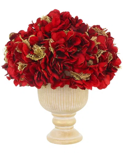 Creative Displays Handmade Glitter Holiday Hydrangeas In Pedestal Vase In Red