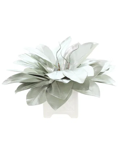 Creative Displays Handmade Holiday Arrangement With Silver Magnolia Leaves In Green