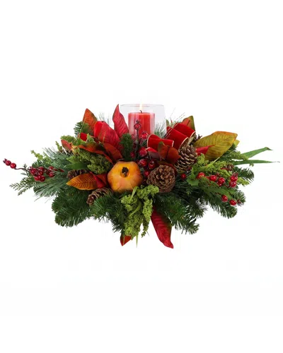 Creative Displays Handmade Holiday Candleholder With Pomegranates In Multi
