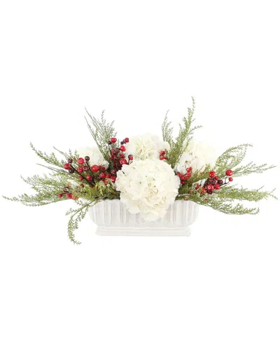 Creative Displays Handmade Holiday Centerpiece With Hydrangeas & Berries In Multi
