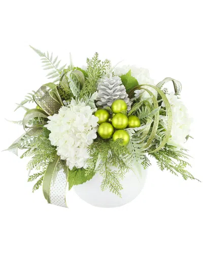 Creative Displays Handmade Holiday Centerpiece With Hydrangeas In Green