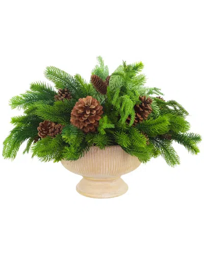 Creative Displays Handmade Holiday Evergreens & Pinecones In Pedestal Vase In Green