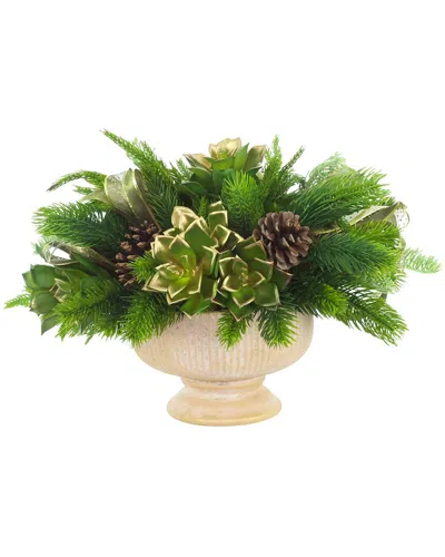 Creative Displays Handmade Modern Holiday Centerpiece With Evergreens In Multi