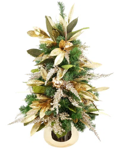 Creative Displays Handmade Modern Holiday Tree With Magnolia Leaves &  Ornaments In Green