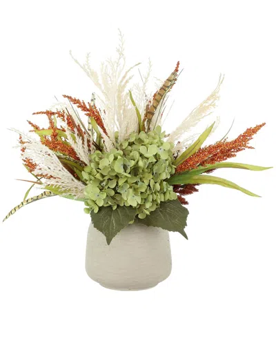 Creative Displays Handmade Sunflower & Wheat Fall Arrangement In A Cement Pot In Neutral