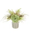 Creative Displays Hydrangea & Palm Leaf In Ceramic Vase In Neutral
