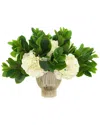 Creative Displays Hydrangea & Peperomia Arranged In Metal Pot In Neutral