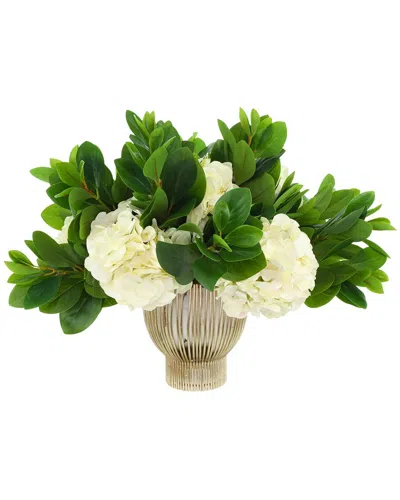 Creative Displays Hydrangea & Peperomia Arranged In Metal Pot In Neutral
