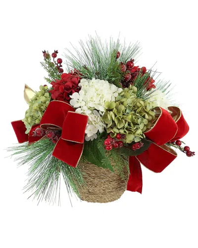 Creative Displays Hydrangea & Red Berry Holiday Floral With Festive Bows In Multi